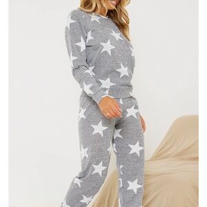 Gray Star Print Lounge Set